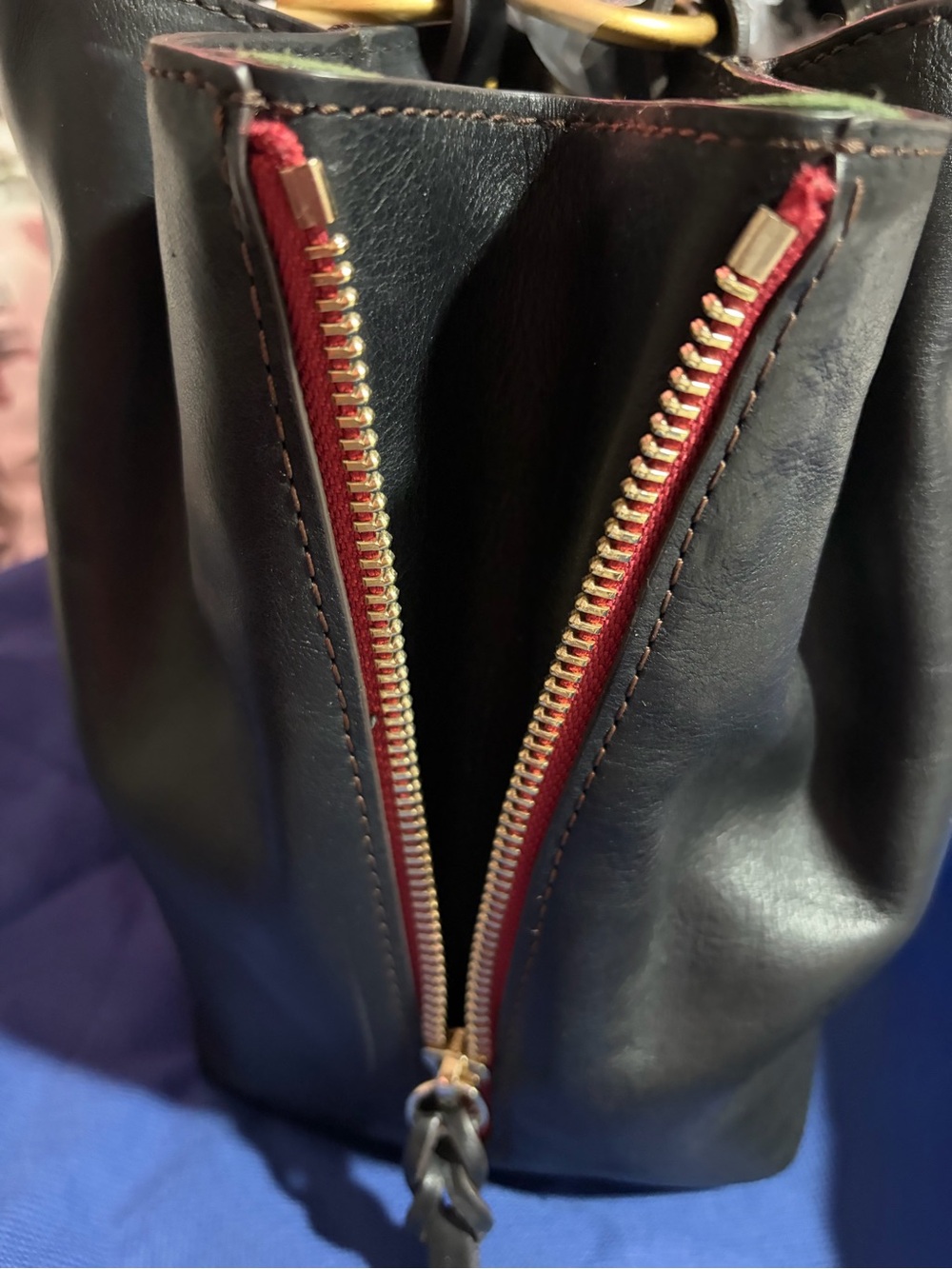 Dooney & Bourke Black Leather Satchel with Gold-Tone Feet - Picture 3 of 6